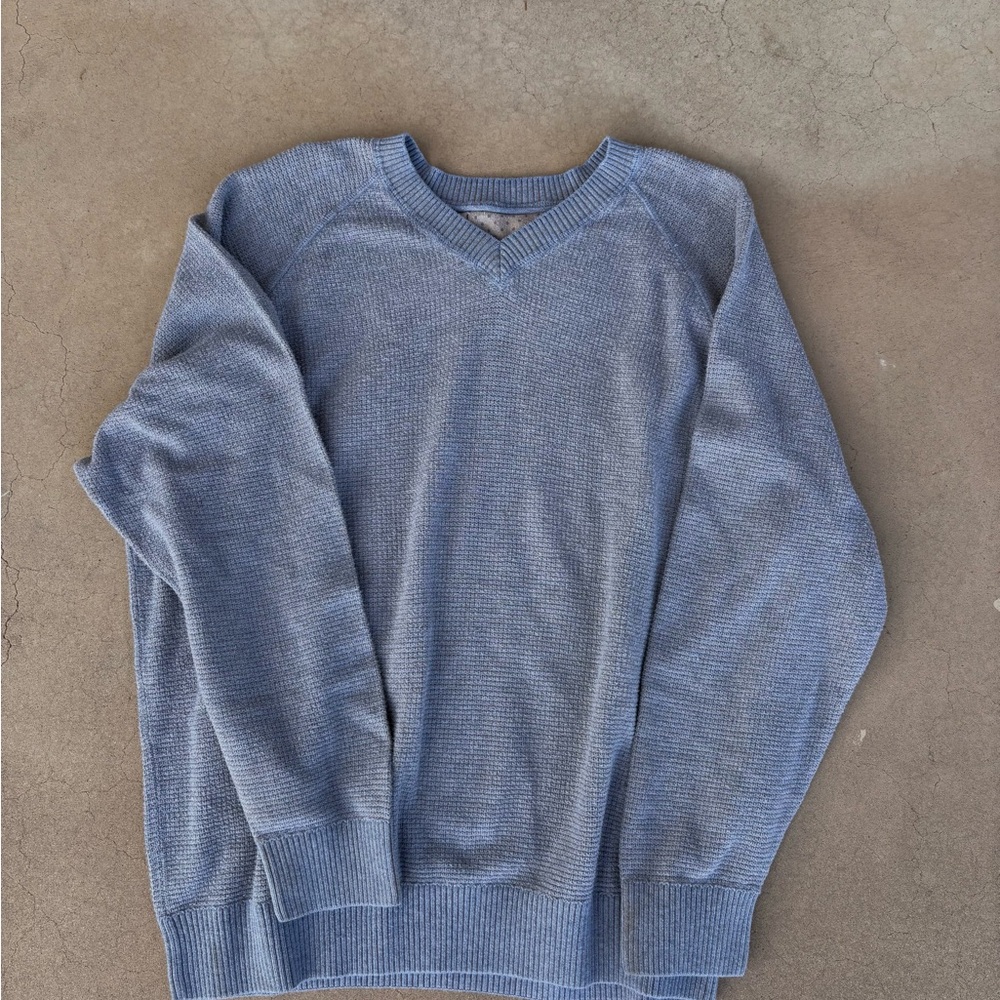 Blue V-Neck Sweater with Relaxed Fit